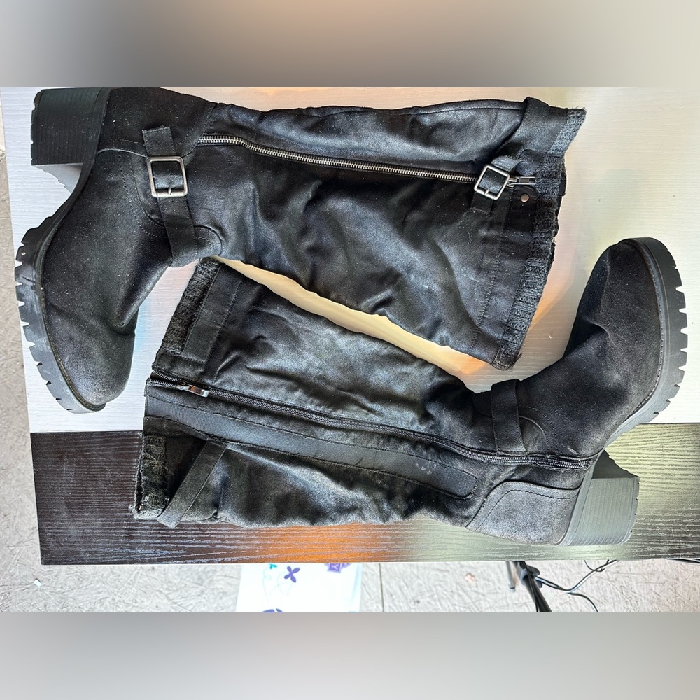 Torrid Black Wide-Calf Moto Boots - Size 12 - $20